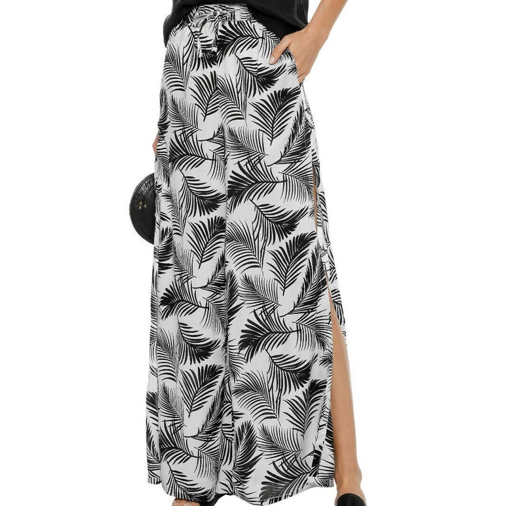 Onia Chloe Wide Leg Palm Print Cover Up Pants